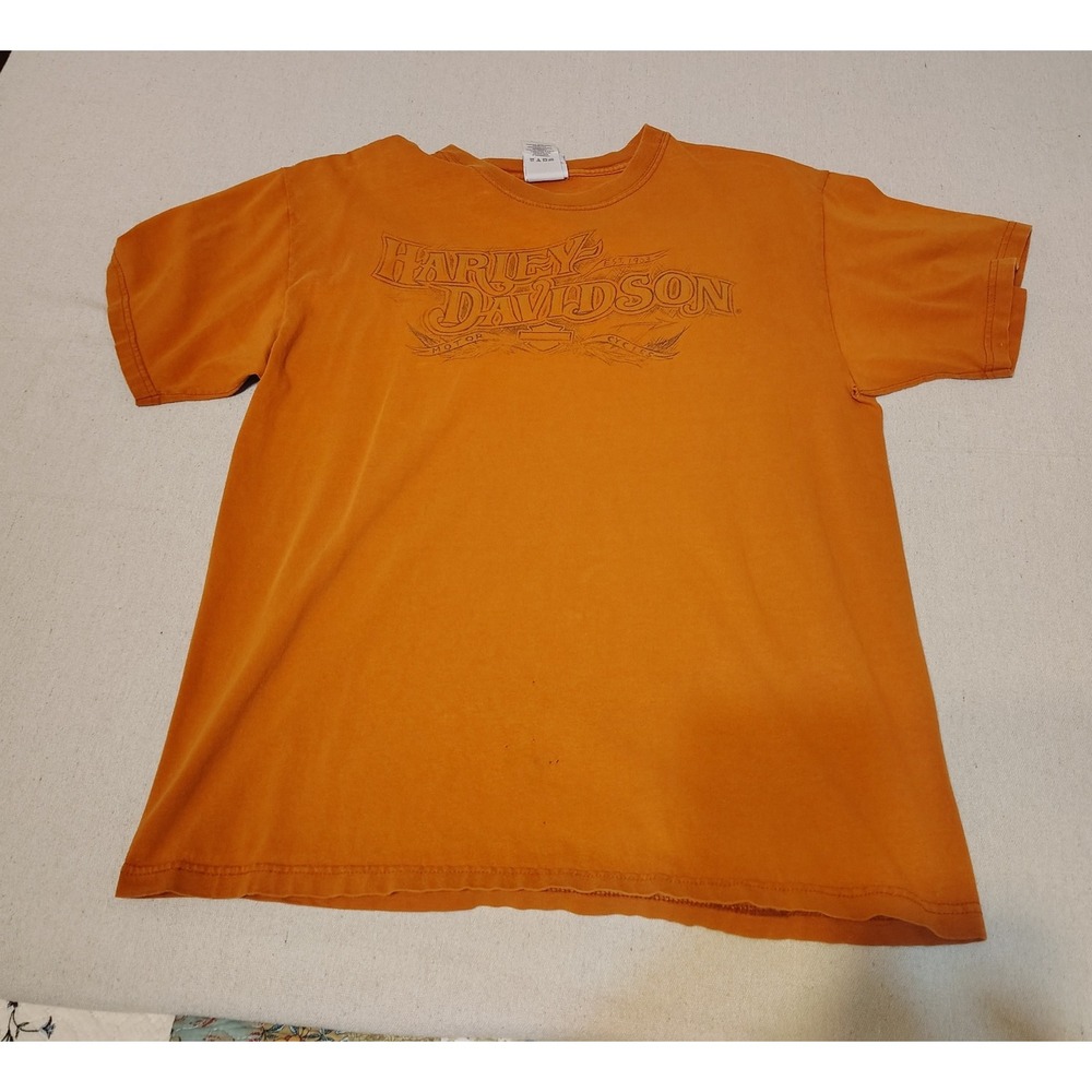 Harley Davidson Mens Orange Graphic T Shirt Outpost Pueblo Colorado Size Large